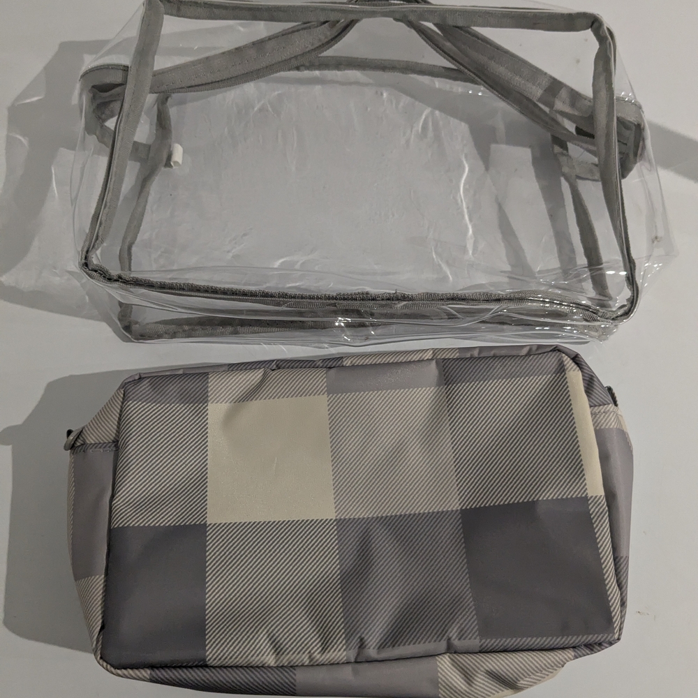 Thirty-One Gray and Cream Cosmetic Bags with Stylish Design